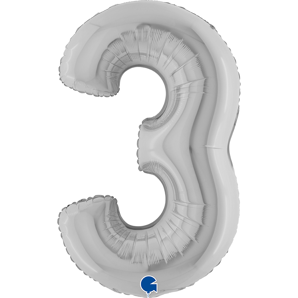 [093S-P] Number 3 - Silver - 40 inch - Grabo
