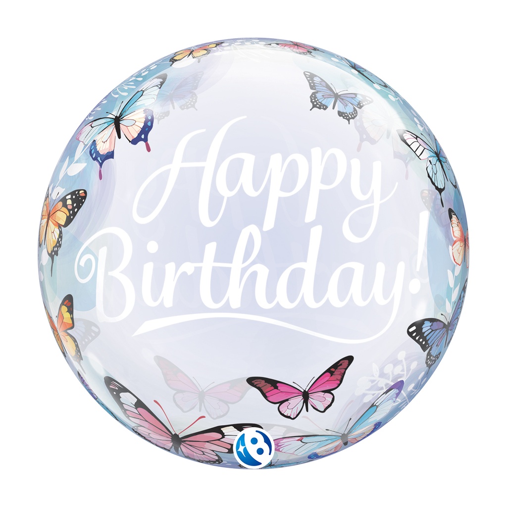 Happy Birthday - Soft Butterflies - Bubble - 22 inch - Takara