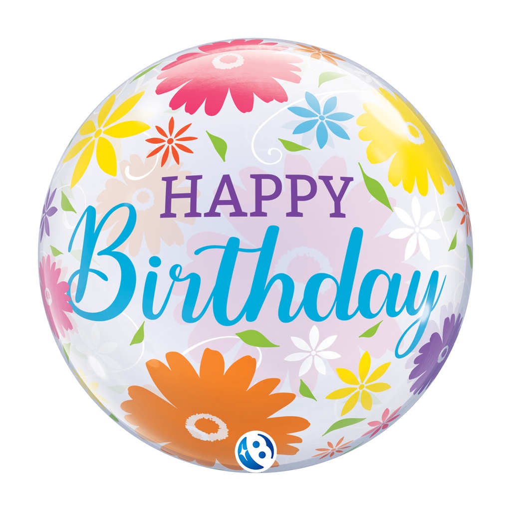 Happy Birthday - Flowers & Filigree - Bubble - 22 inch - Takarakosan