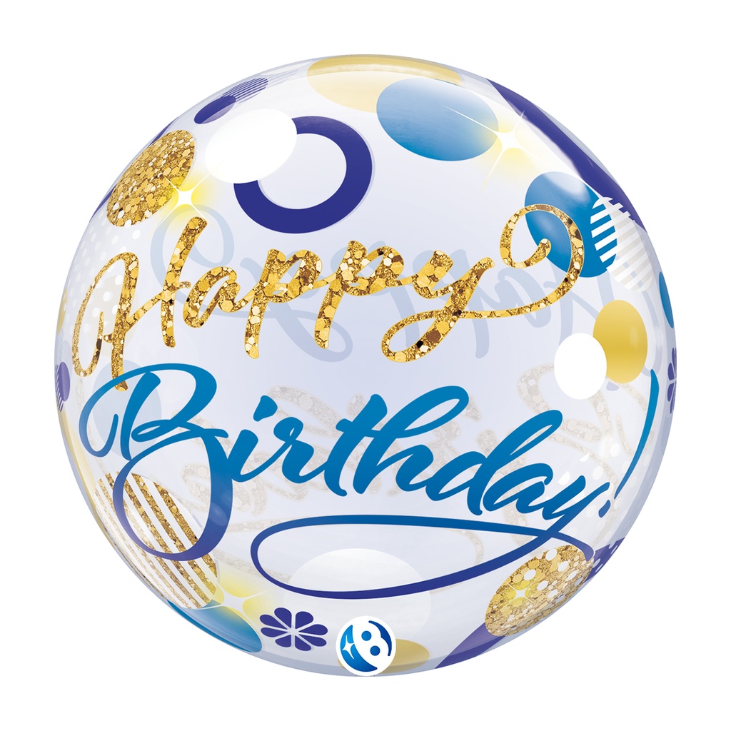 [10258047] Happy Birthday - Blue & Gold - Bubble - 22 inch - Takarakosan