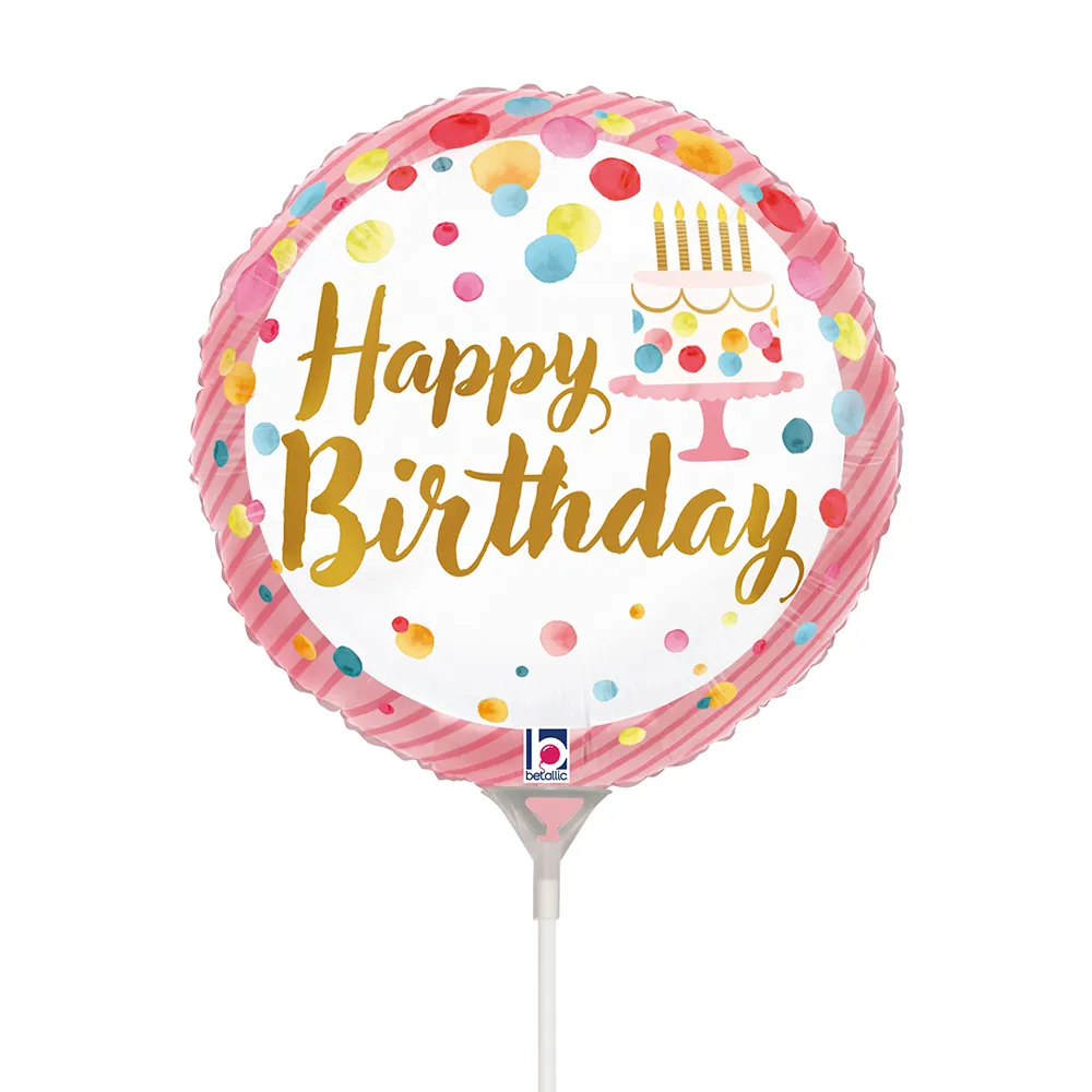 Happy Birthday - Satin Pink Party - 9 inch - 10 Pcs