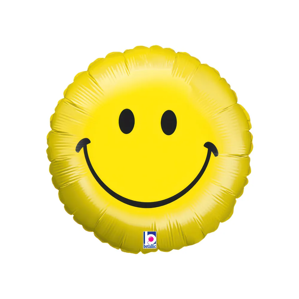 [12595] Smile Face - Yellow - 9 inch - Betallic