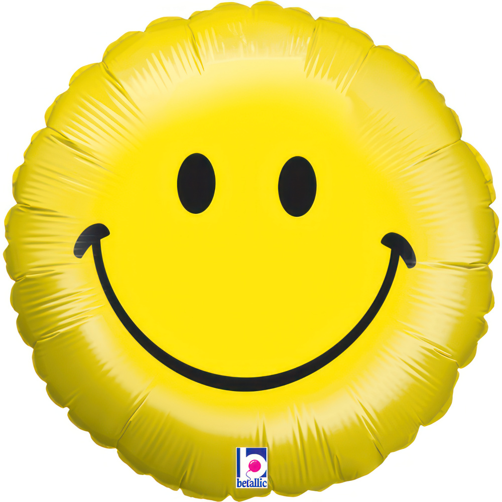 [12595] Smile Face - Yellow - 9 inch - Betallic