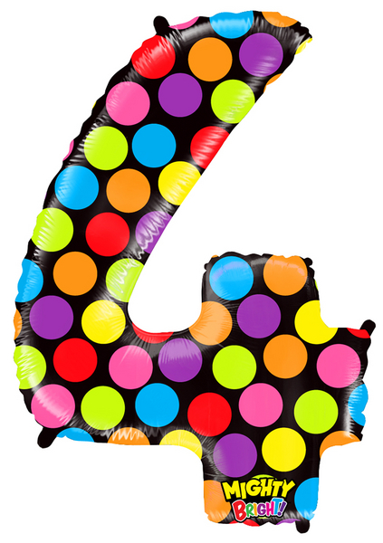 [14844] Number 4 - Multi Color Dots - 40 inch - Grabo
