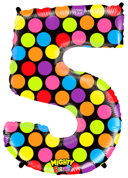 Number 5 - Multi Color Dots - 40 inch - Grabo