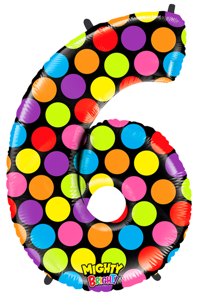 Number 6 - Multi Color Dots - 40 inch - Grabo
