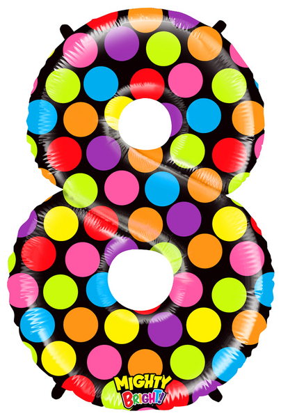 [14848] Number 8 - Multi Color Dots - 40 inch - Grabo