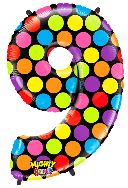 [14849] Number 9 - Multi Color Dots - 40 inch - Grabo