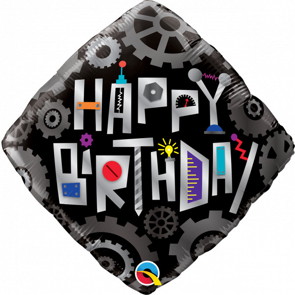 [16443] Happy Birthday - Robot Cogwheels - 18 inch - Qualatex