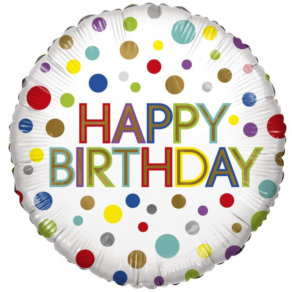 [16482] Happy Birthday - Color Dots - 18 inch - ECO - Kaleidoscope